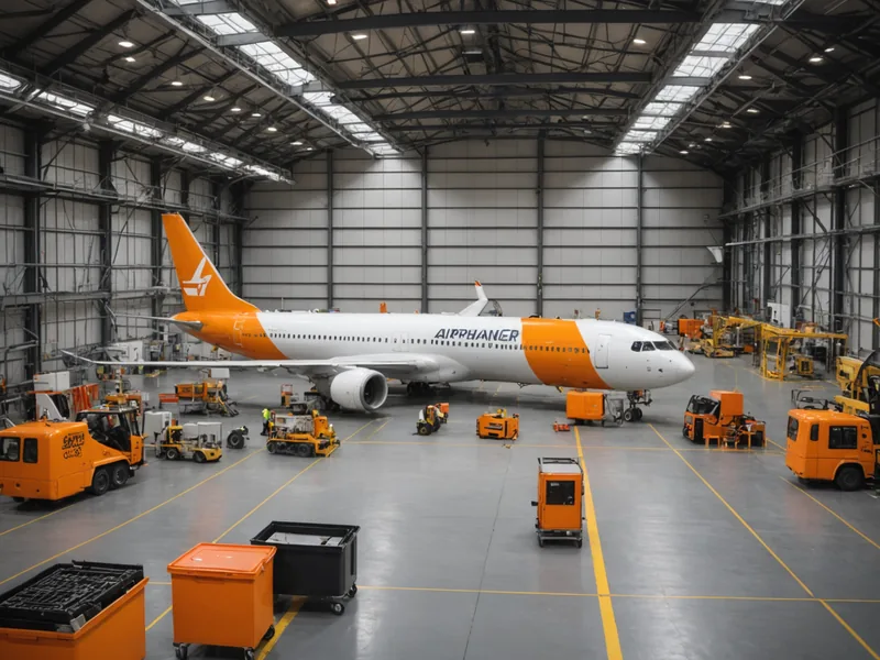 Aircraft in maintenance hangar